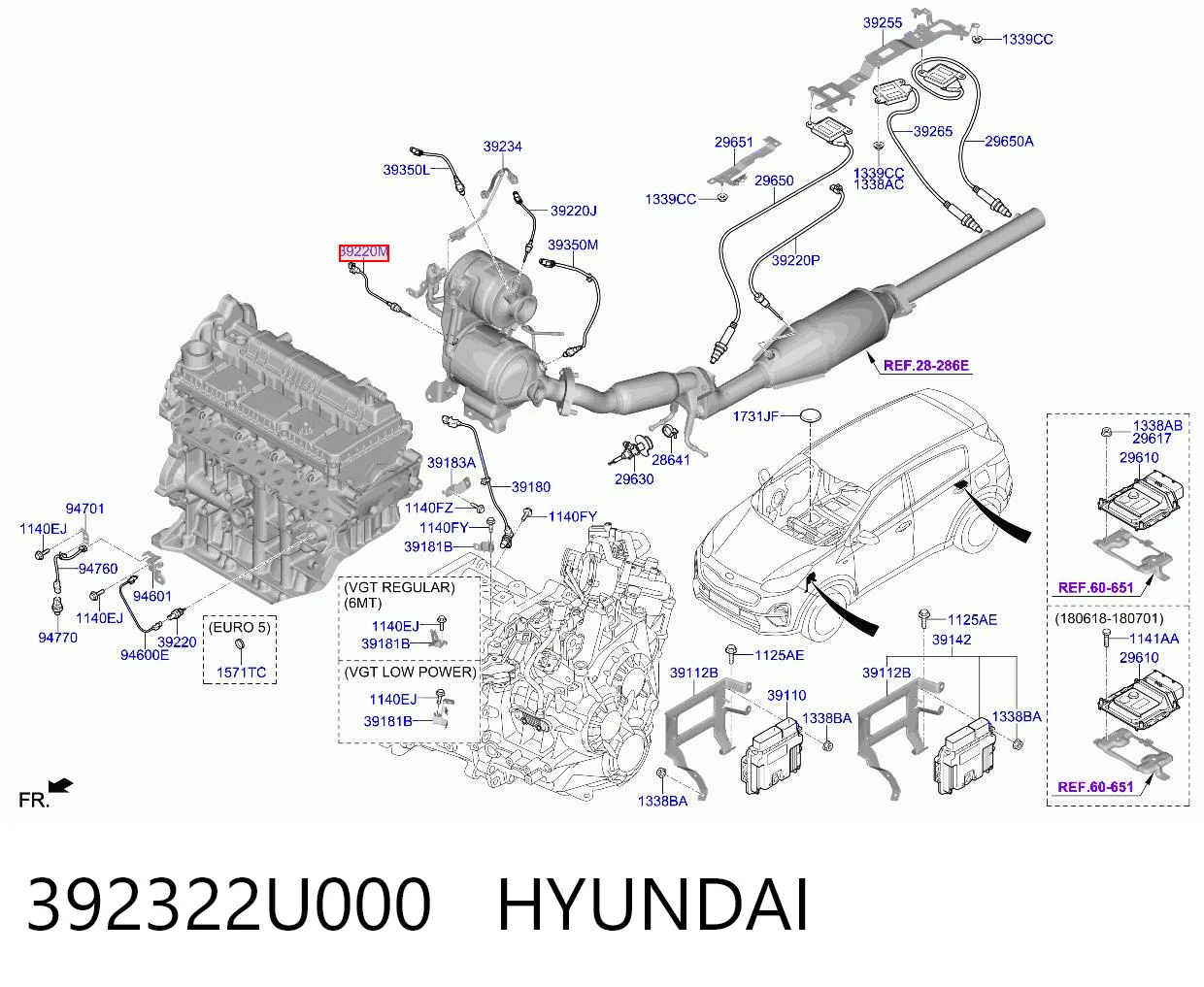 392322U000 Hyundai/Kia Датчик температуры отработавших газов (ОГ), перед сажевым фильтром