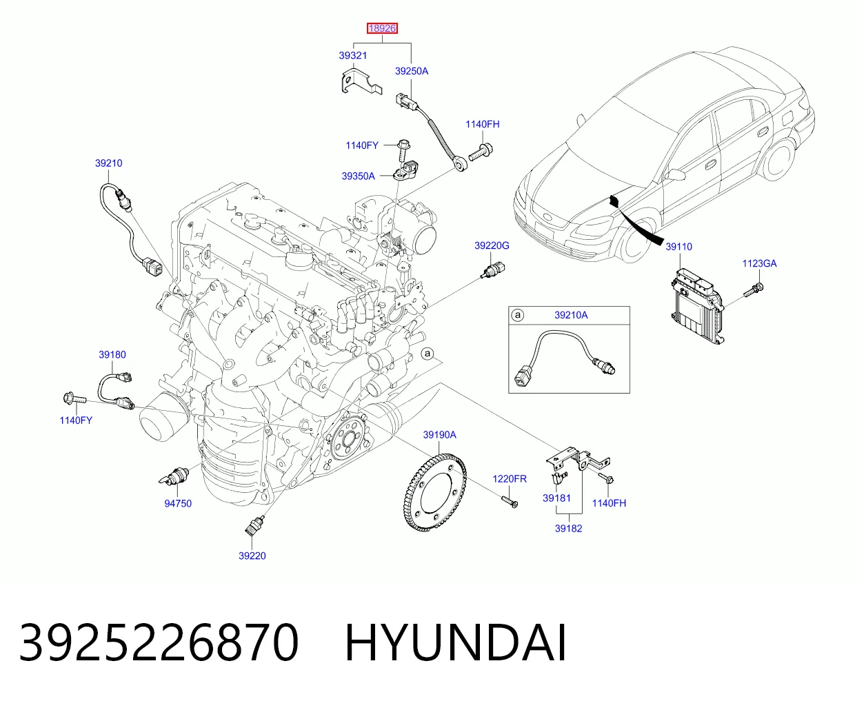 Датчик детонации KIA Rio II седан (JB) (2005 - 2011) цена, от 16.64 USD