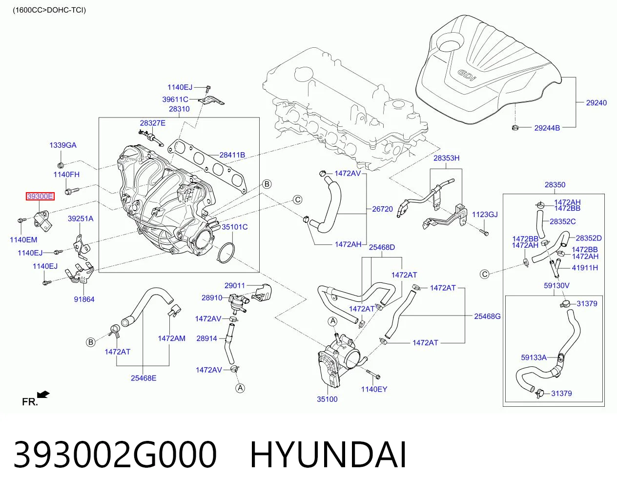 393002G000 Hyundai/Kia Датчик давления наддува турбины