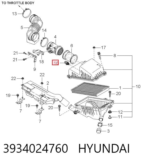 3934024760 Hyundai/Kia Датчик температуры воздуха на входе