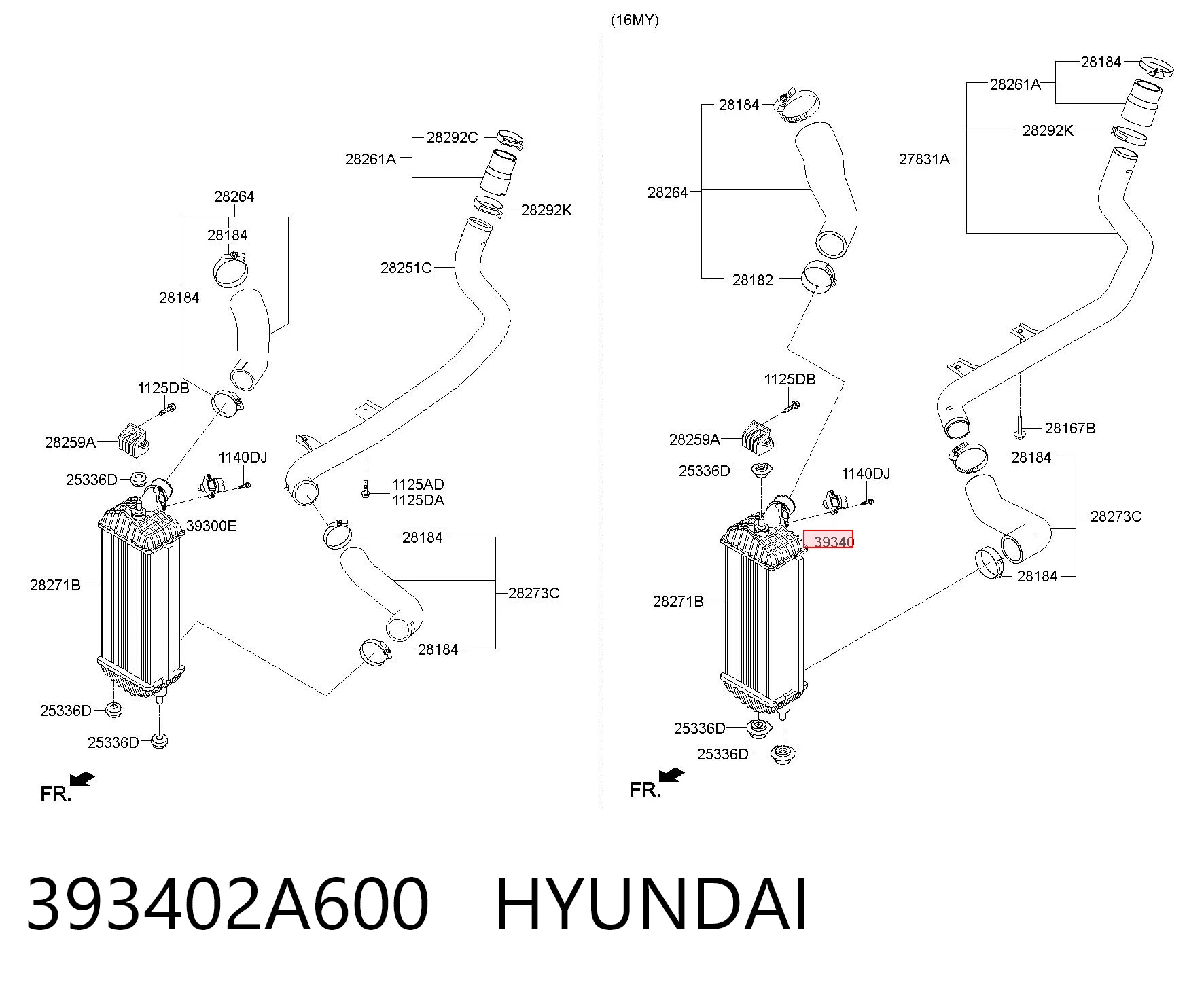 393402A600 Hyundai/Kia Датчик температуры воздуха на входе