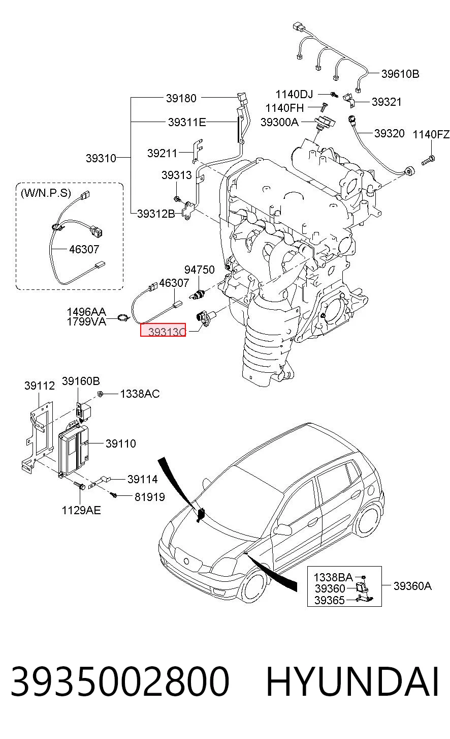 3935002800 Hyundai/Kia Датчик распределительного вала