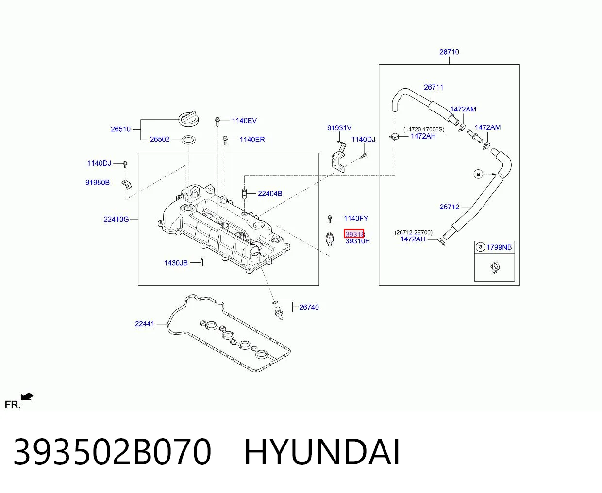 393502B070 Hyundai/Kia Датчик распределительного вала
