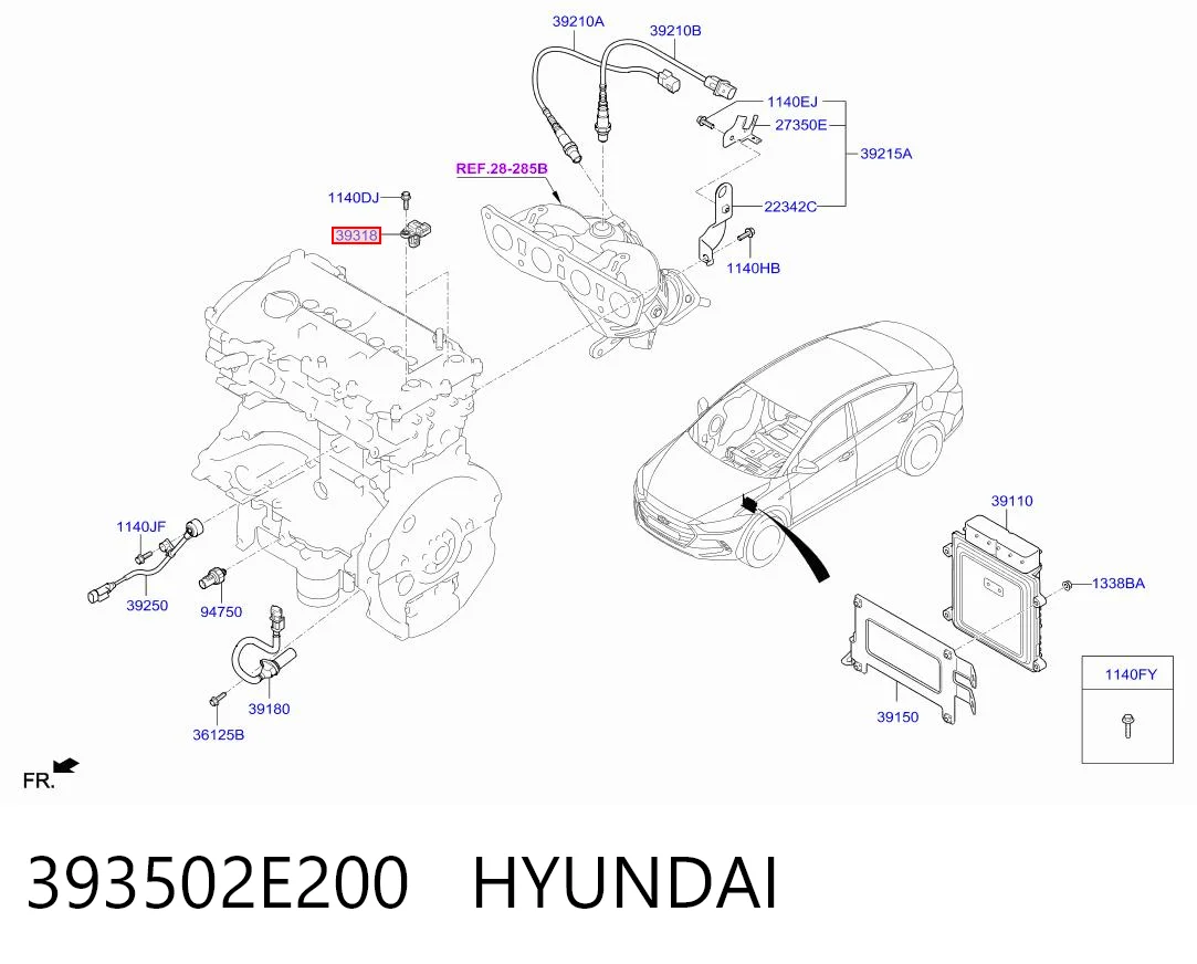 393502E200 Hyundai/Kia Датчик распределительного вала