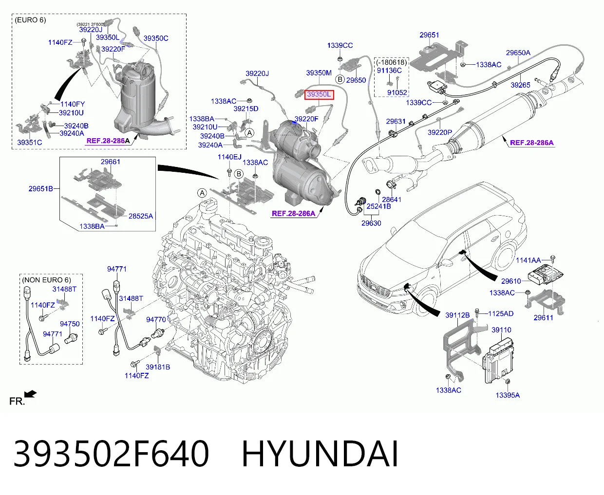 393502F640 Hyundai/Kia Лямбда-зонд, датчик кислорода до катализатора