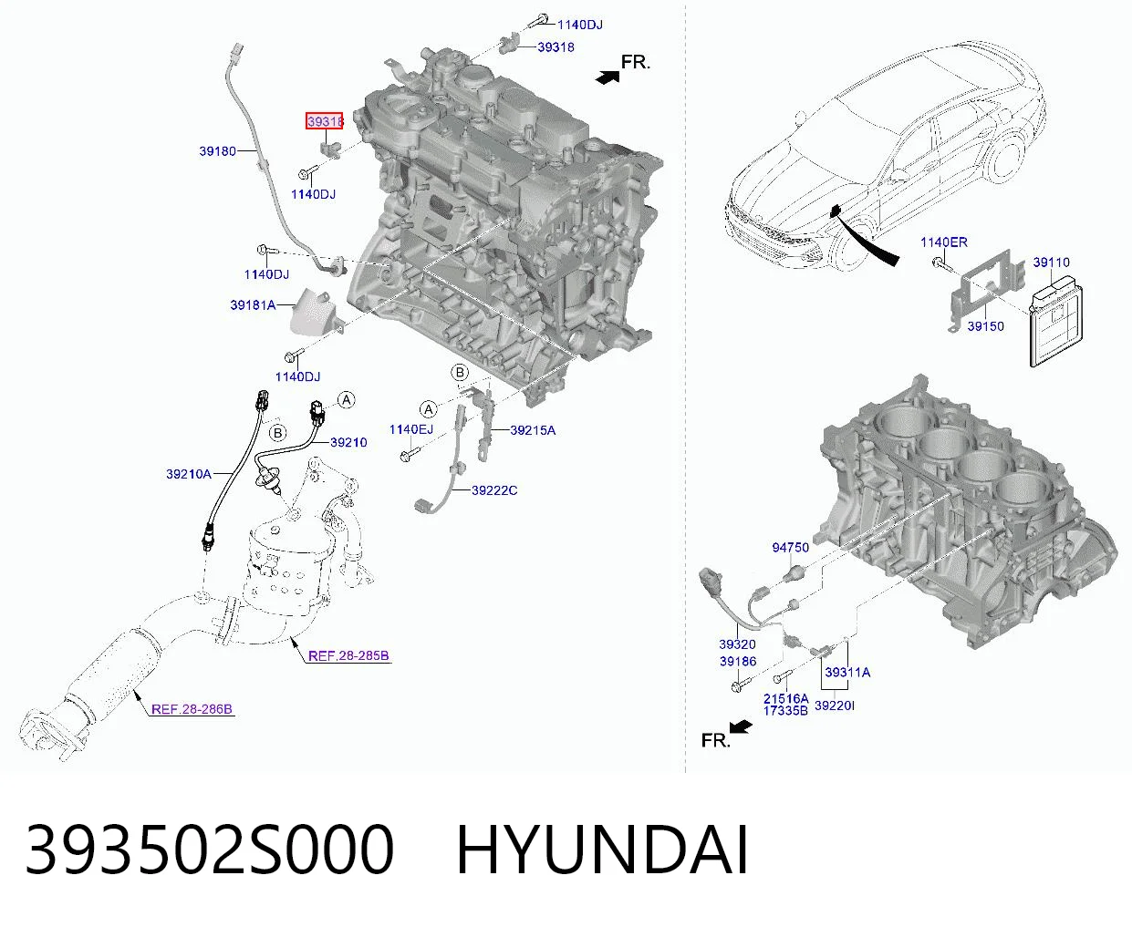 393502S000 Hyundai/Kia Датчик распределительного вала