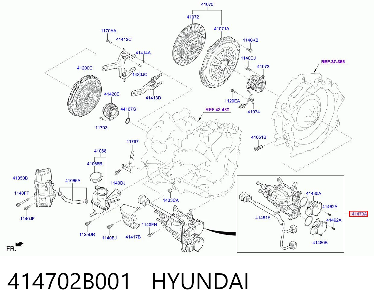 414702B001 Hyundai/Kia Привод выбора передач