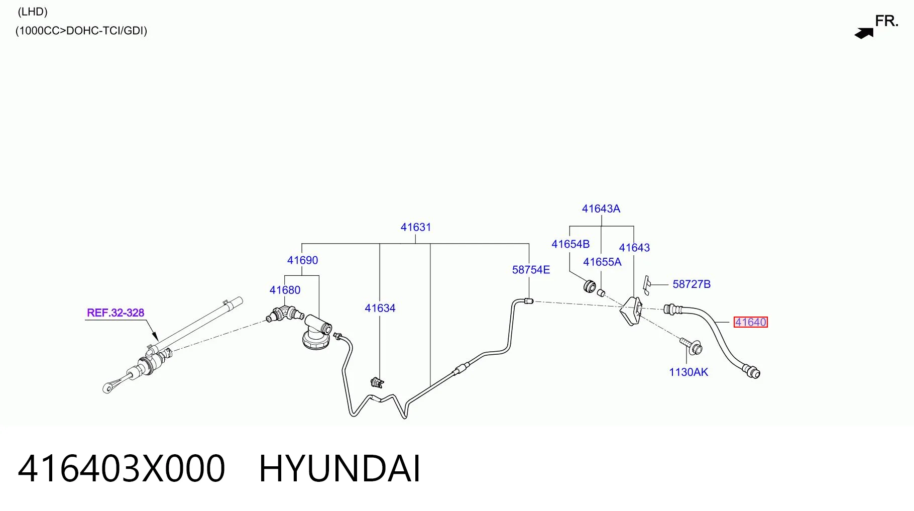 416403X000 Hyundai/Kia Шланг сцепления в сборе