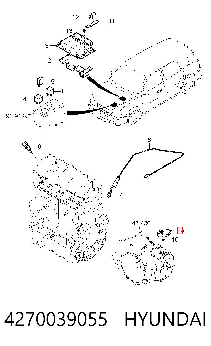 4270039055 Hyundai/Kia Датчик положения селектора АКПП