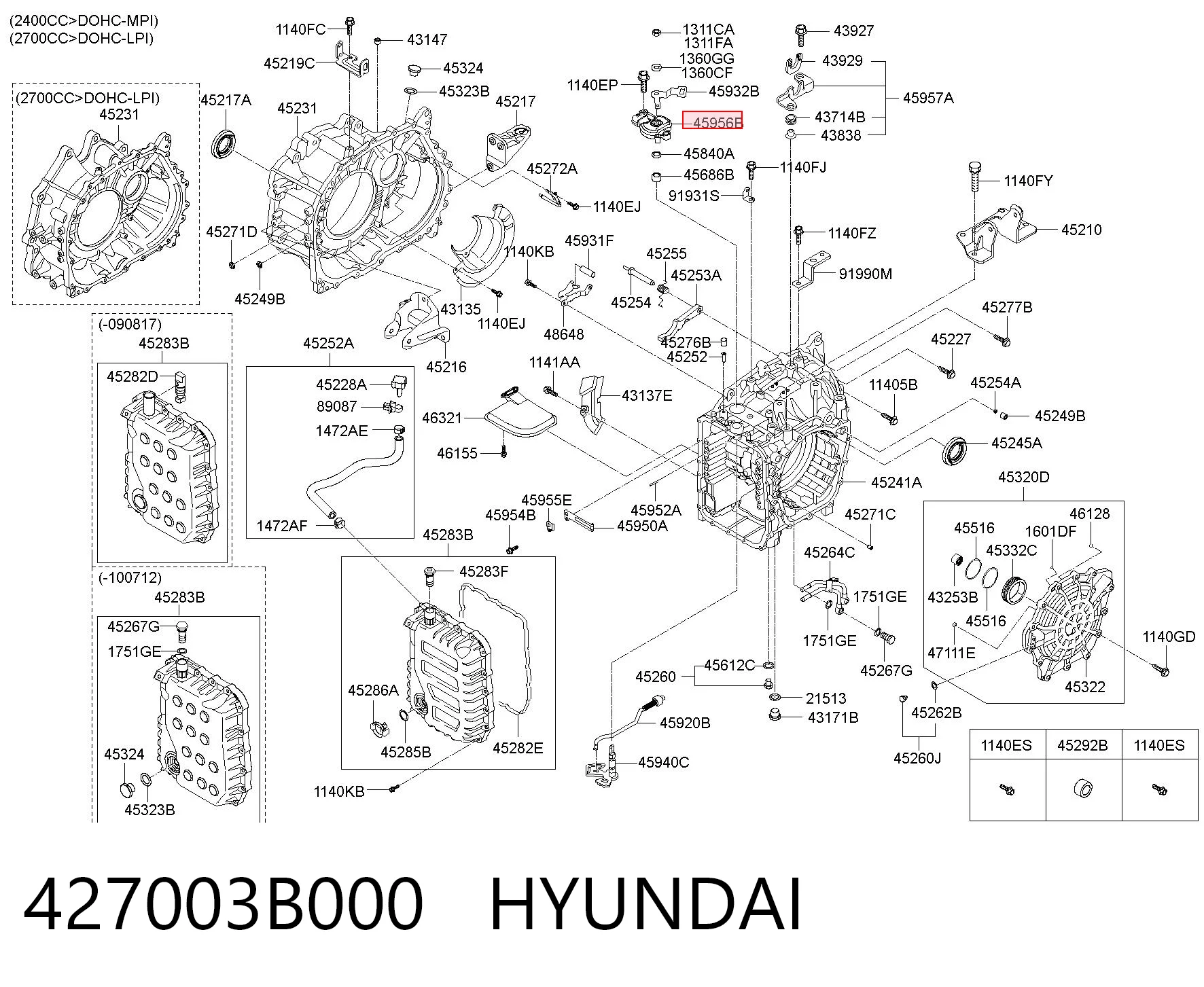 427003B000 Hyundai/Kia Датчик положения селектора АКПП