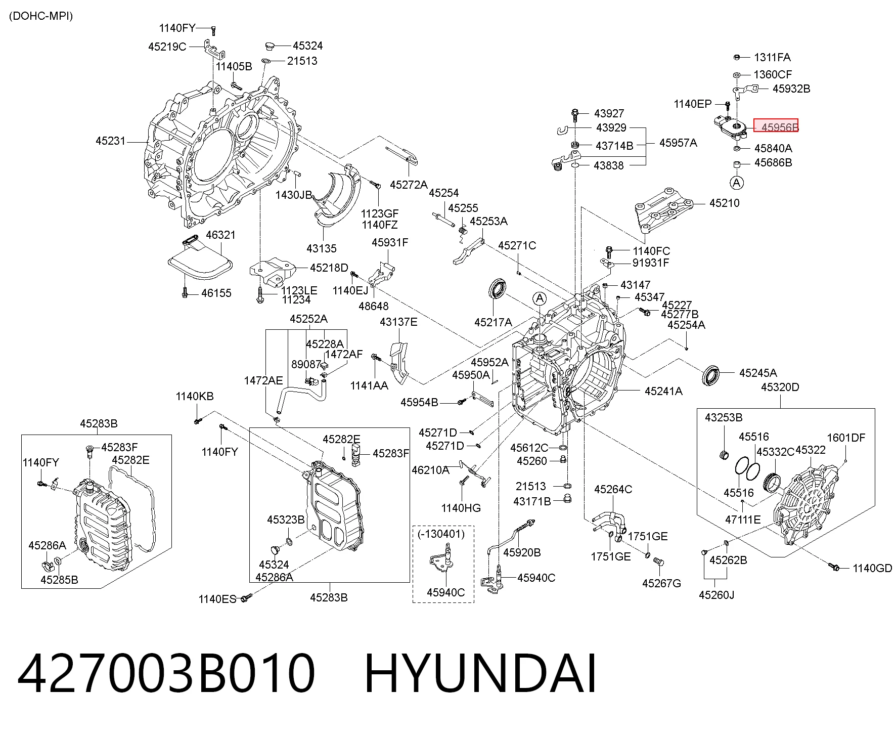 427003B010 Hyundai/Kia Датчик положения селектора АКПП