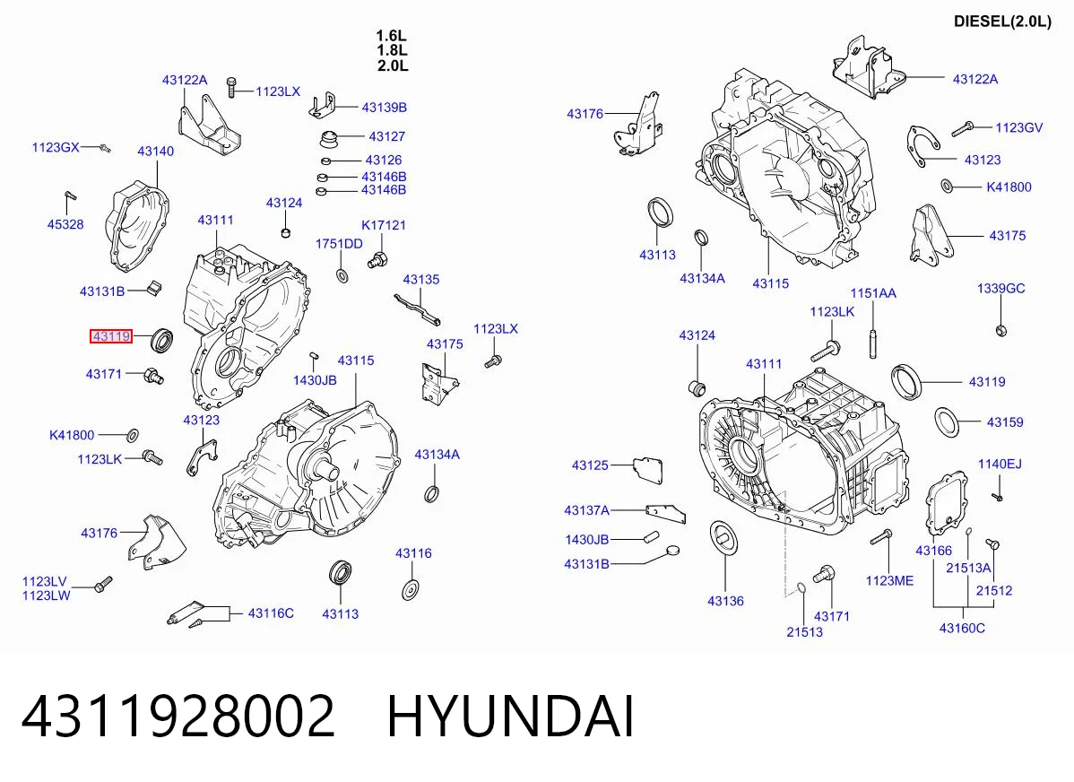 4311928002 Hyundai/Kia Сальник переднего моста
