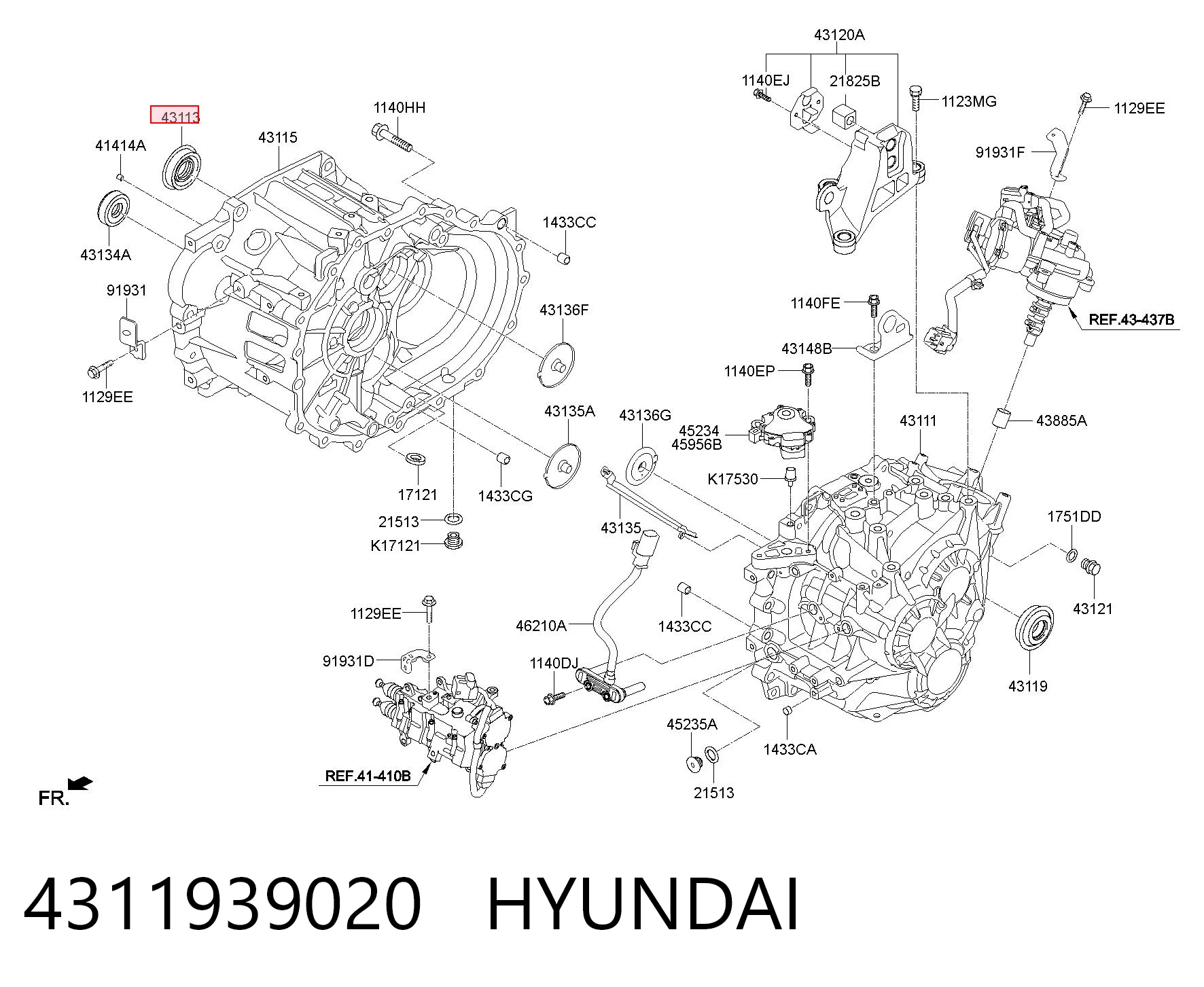 4311939020 Hyundai/Kia Сальник переднего моста