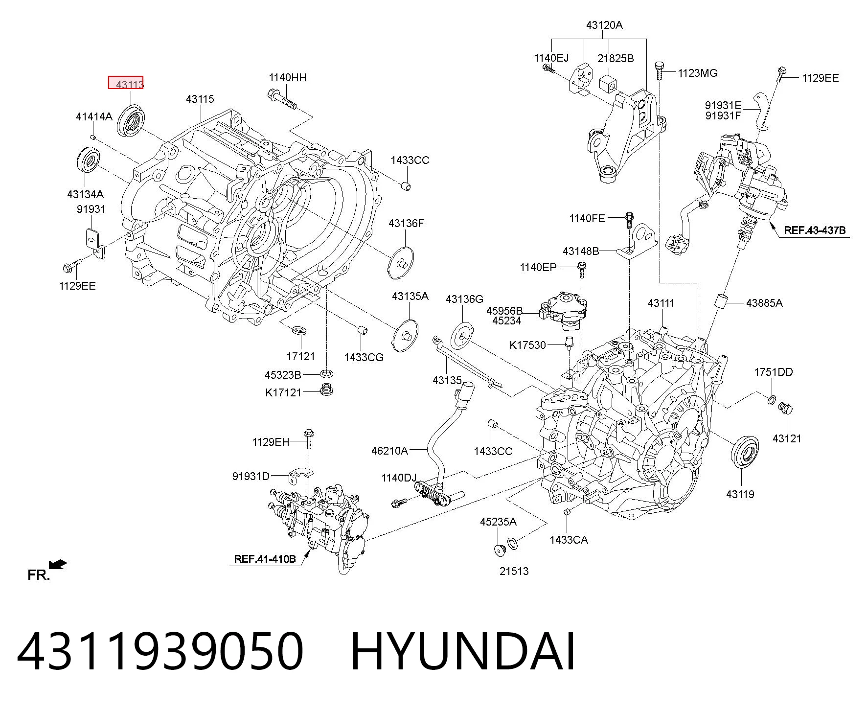 4311939050 Hyundai/Kia Сальник переднего моста