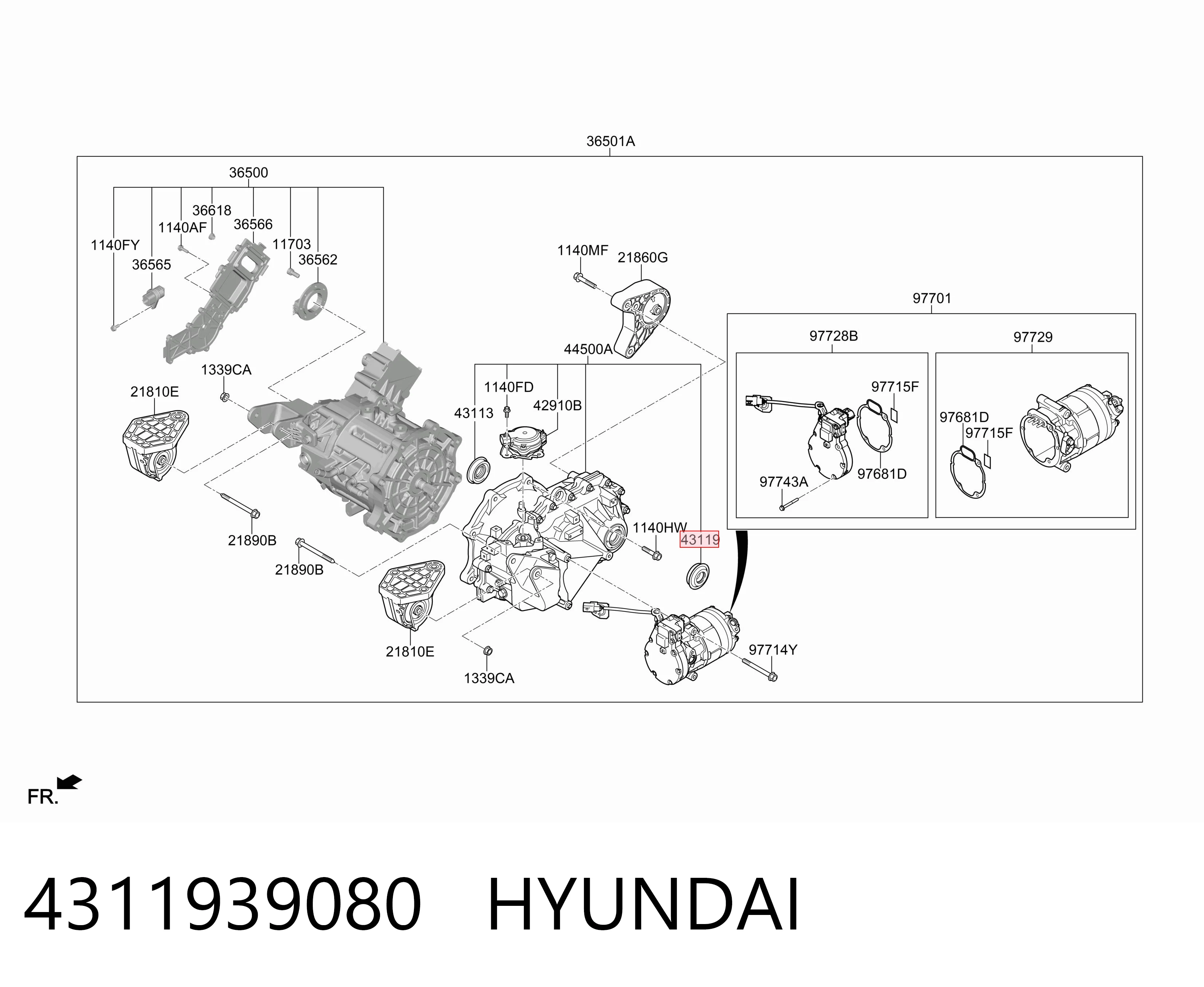 4311939080 Hyundai/Kia Сальник полуоси переднего моста, правой