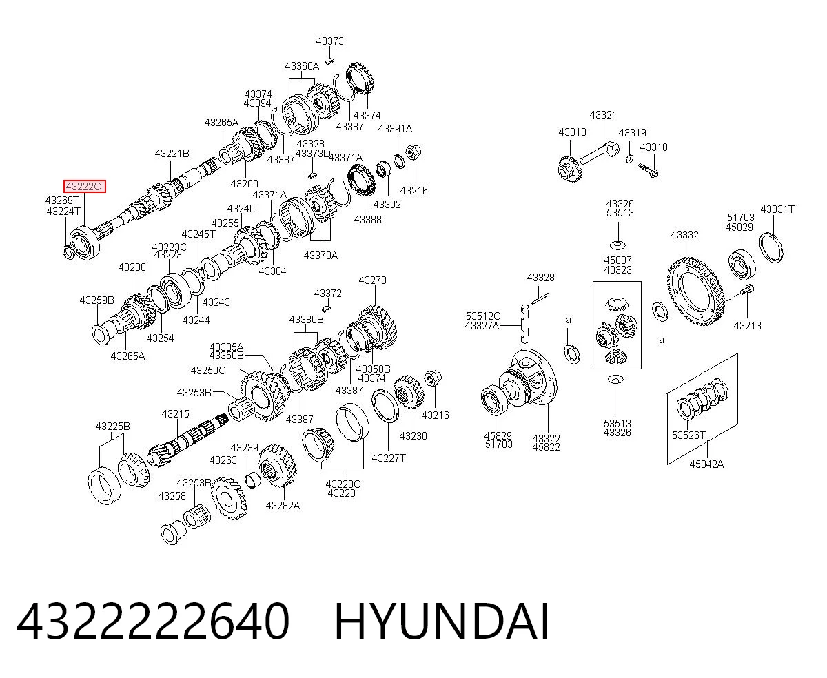 4322222640 Hyundai/Kia Подшипник главного вала КПП