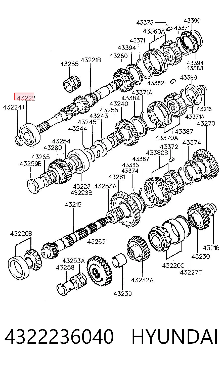 4322236040 Hyundai/Kia Подшипник главного вала КПП