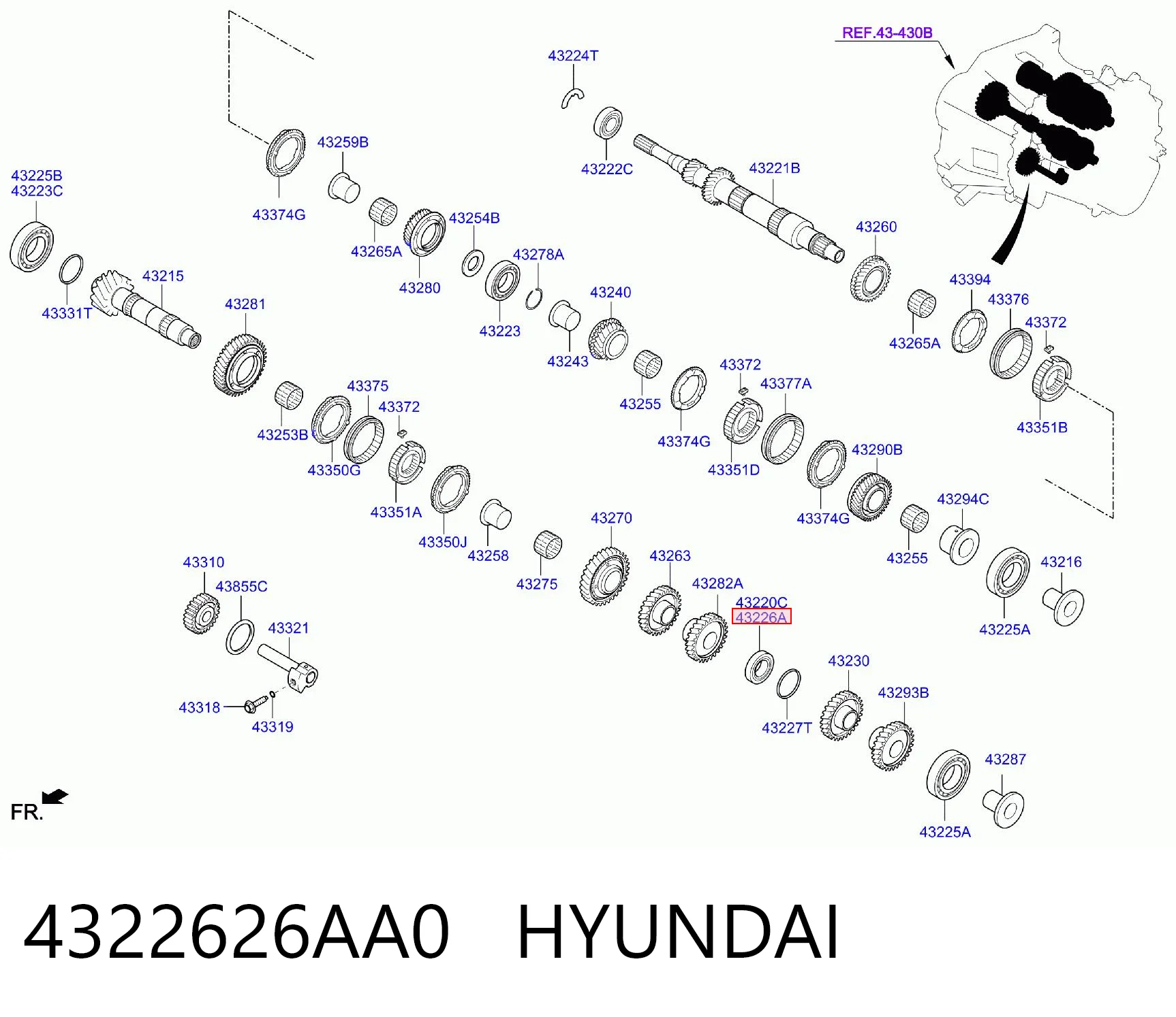 4322626AA0 Hyundai/Kia Подшипник главного вала КПП