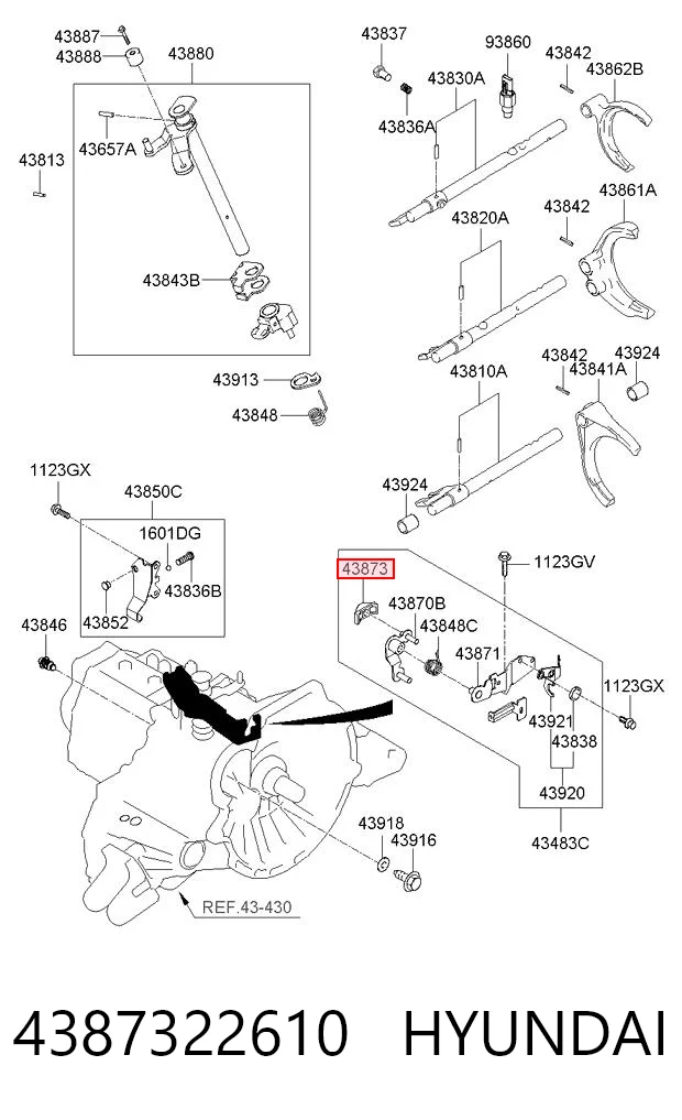 4387322610 Hyundai/Kia Скоба троса КПП