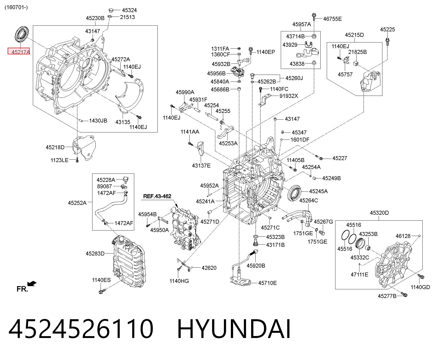 4524526110 Hyundai/Kia Сальник полуоси переднего моста, правой