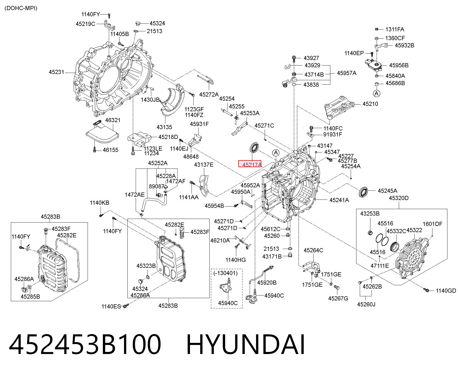 452453B100 Hyundai/Kia Сальник полуоси переднего моста, правой