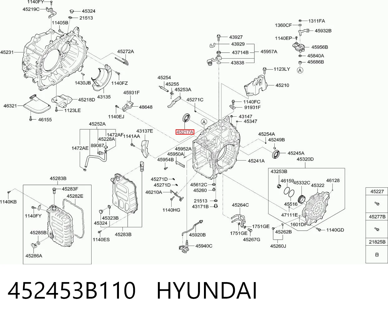 452453B110 Hyundai/Kia Сальник полуоси переднего моста, правой