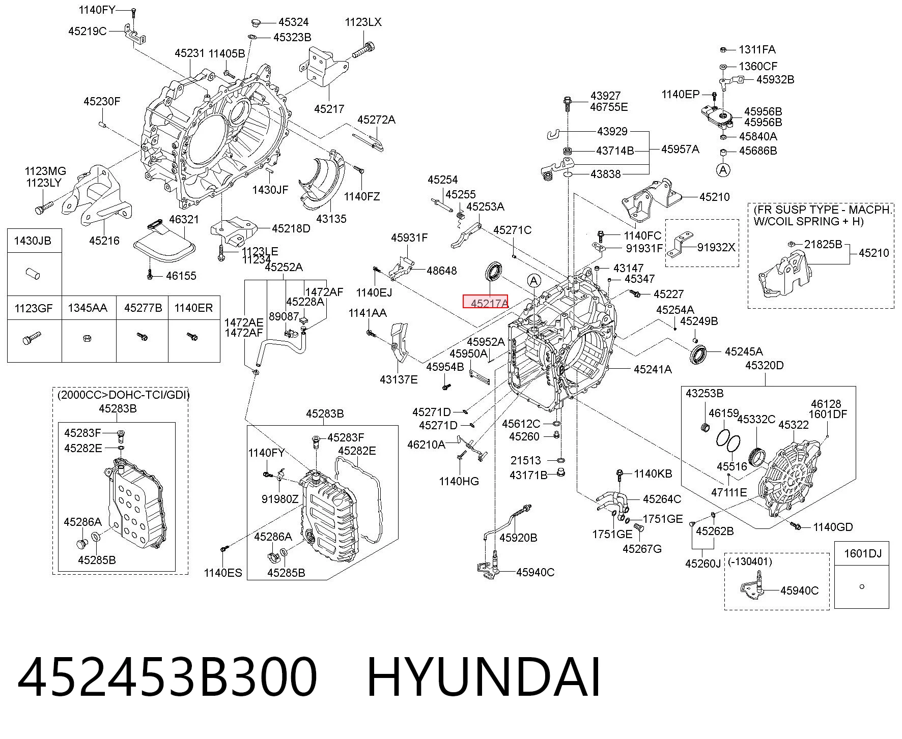 452453B300 Hyundai/Kia Сальник полуоси переднего моста, правой