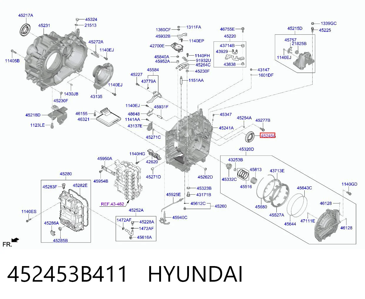 452453B411 Hyundai/Kia Сальник полуоси переднего моста левой