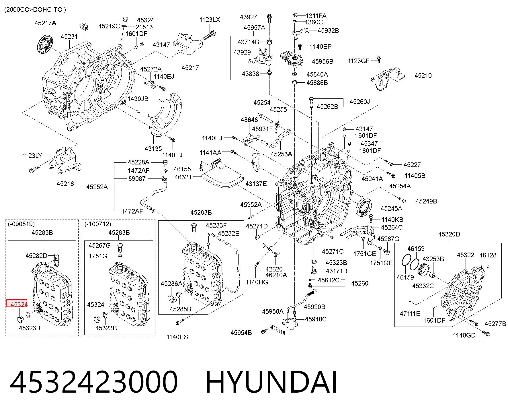 4532423000 Hyundai/Kia Пробка поддона АКПП