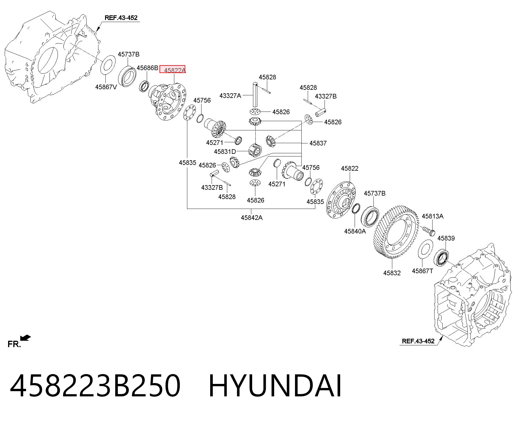 458223B250 Hyundai/Kia Корпус дифференциала переднего моста, сателитов