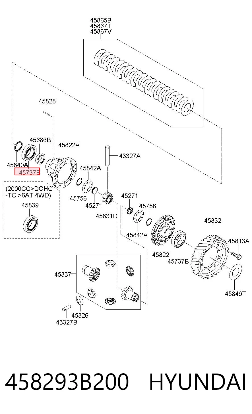 458293B200 Hyundai/Kia Подшипник дифференциала переднего моста