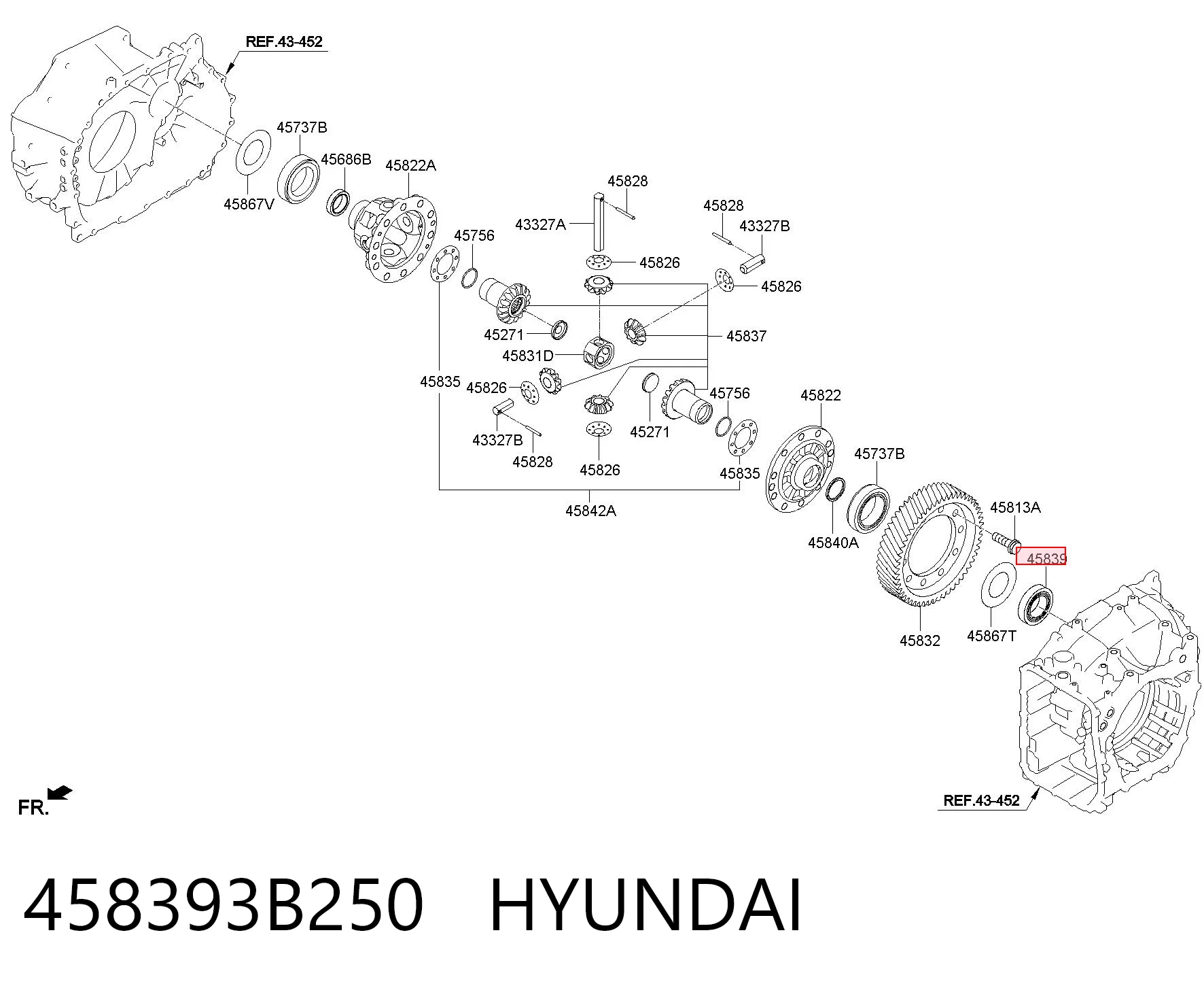 458393B250 Hyundai/Kia Подшипник дифференциала переднего моста