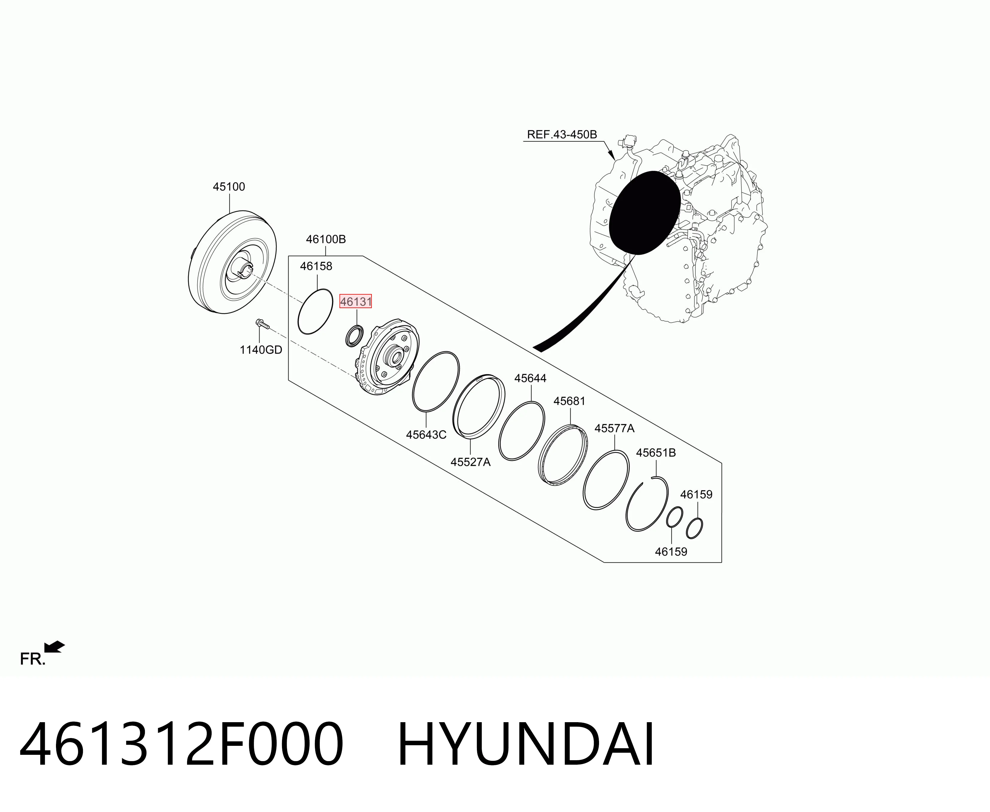 461312F000 Hyundai/Kia Сальник масляного насоса