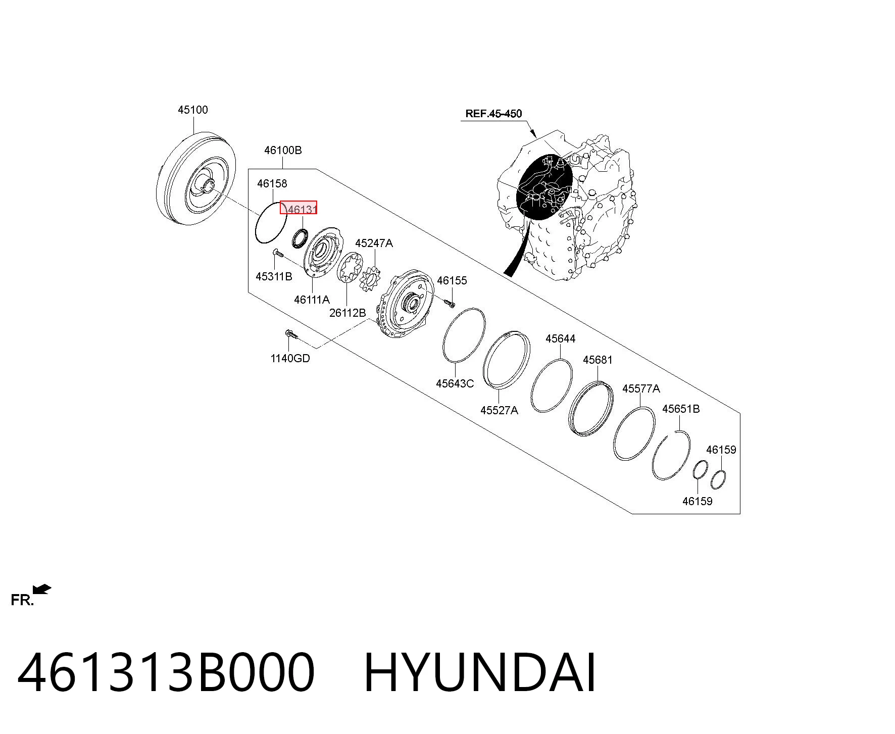 461313B000 Hyundai/Kia Сальник масляного насоса