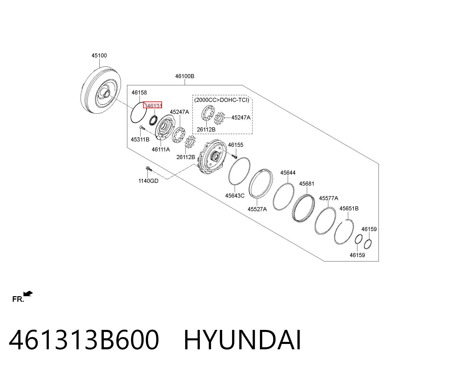 461313B600 Hyundai/Kia Сальник масляного насоса