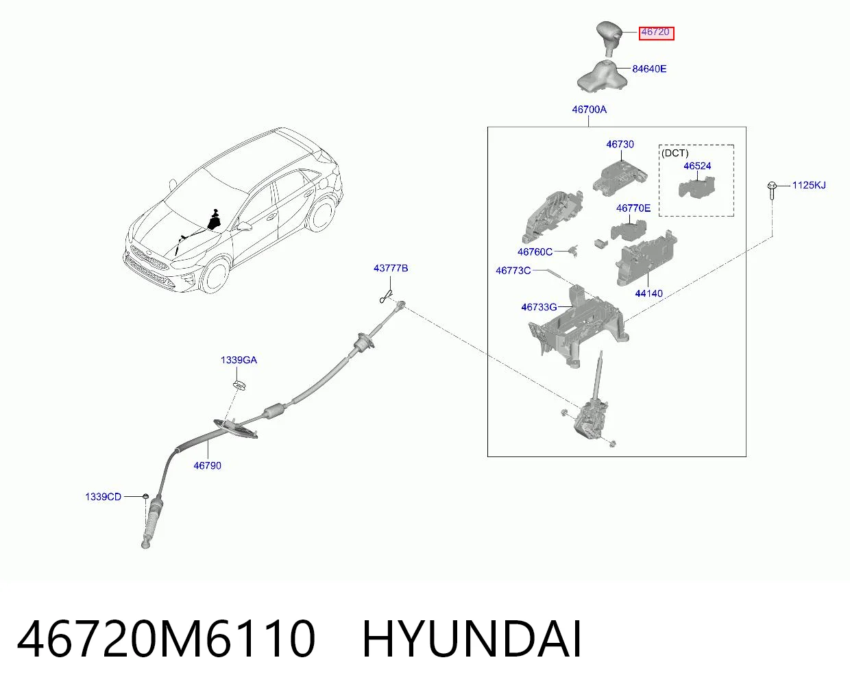 46720M6110 Hyundai/Kia Ручка рычага коробки передач