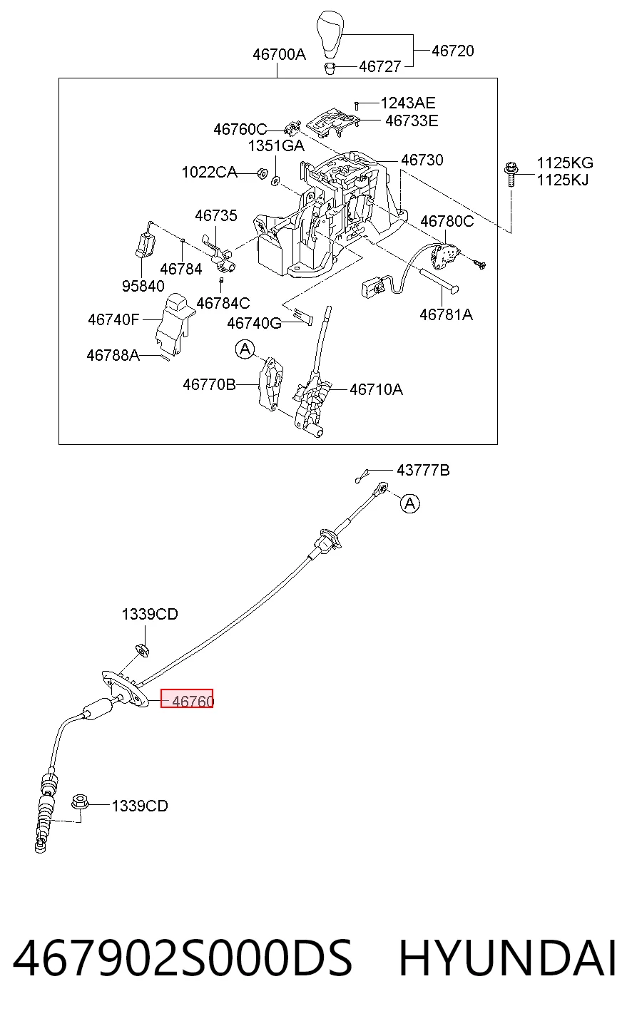 467902S000 KAP Трос выбора передачи