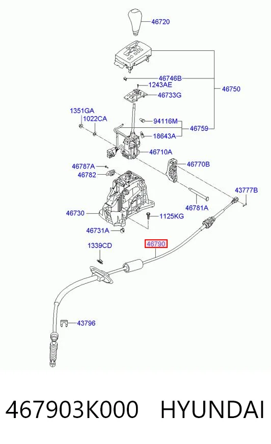 467903K000 Hyundai/Kia Трос выбора передачи