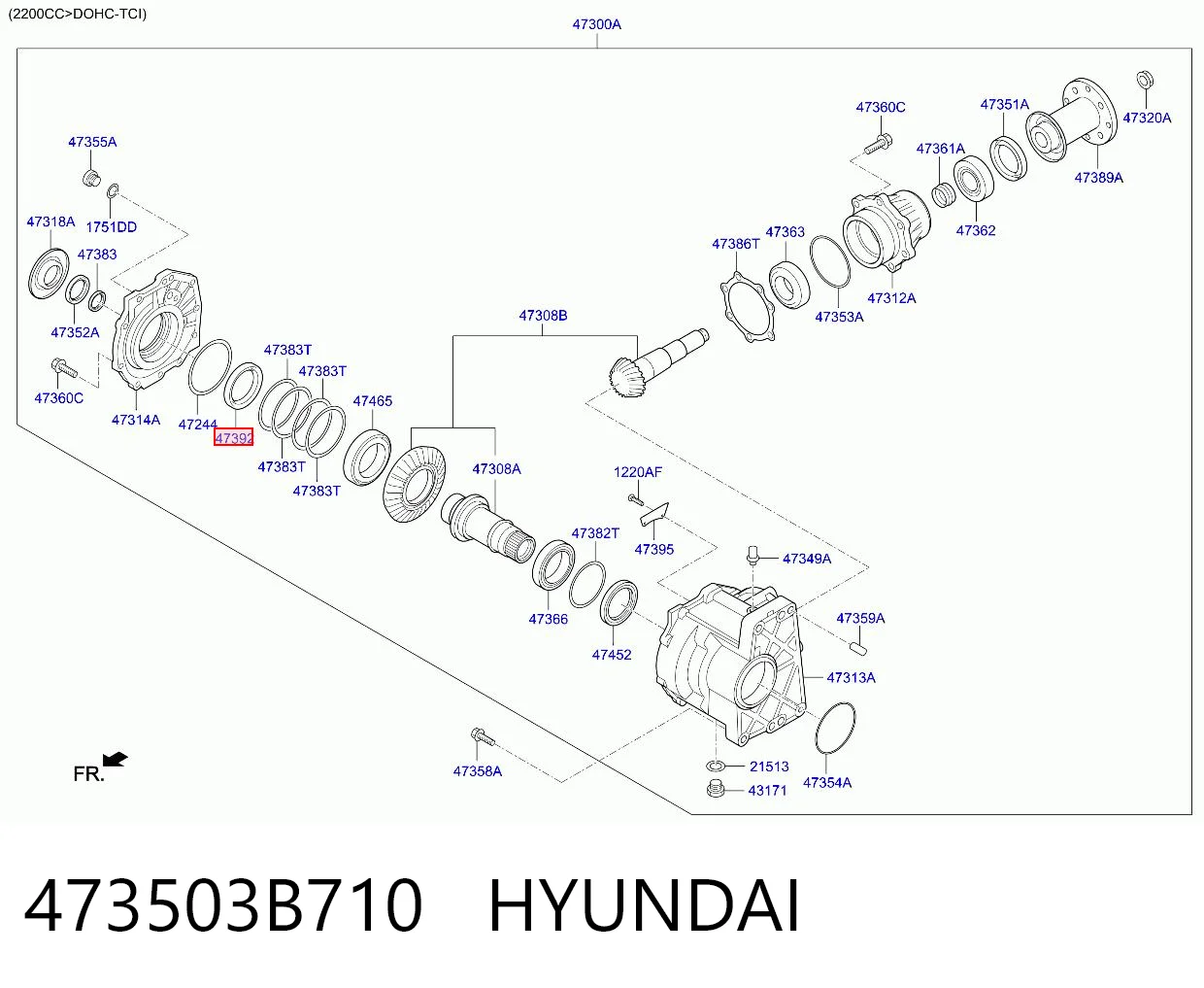 473503B710 Hyundai/Kia Сальник раздатки, задний, выходной