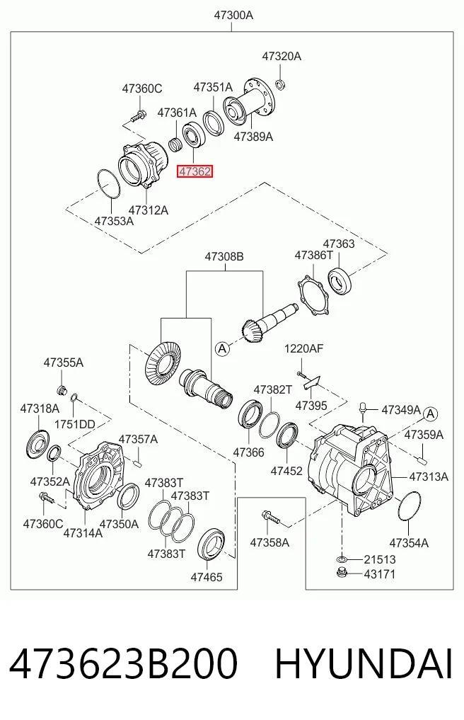 473623B200 Hyundai/Kia Подшипник раздаточной коробки, выходного вала, перед