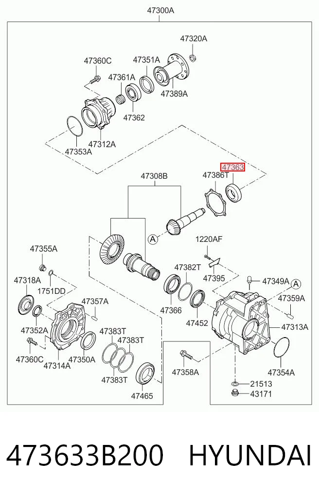 473633B200 Hyundai/Kia Подшипник раздаточной коробки, выходного вала, перед