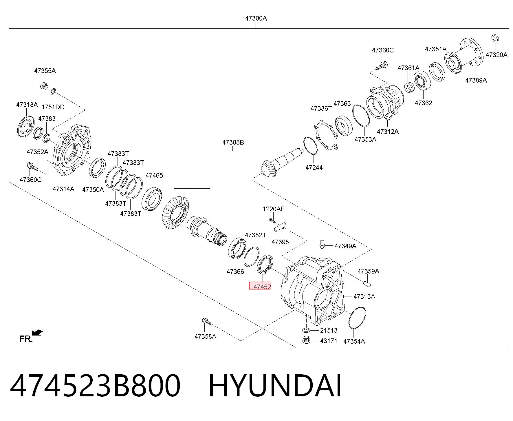 474523B800 Hyundai/Kia Сальник раздаточной коробки, задний, выходной