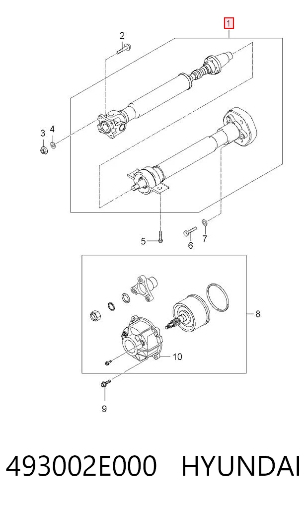 Вал карданный задний в сборе Posterparts 493002E050 цена, от 91.53 USD