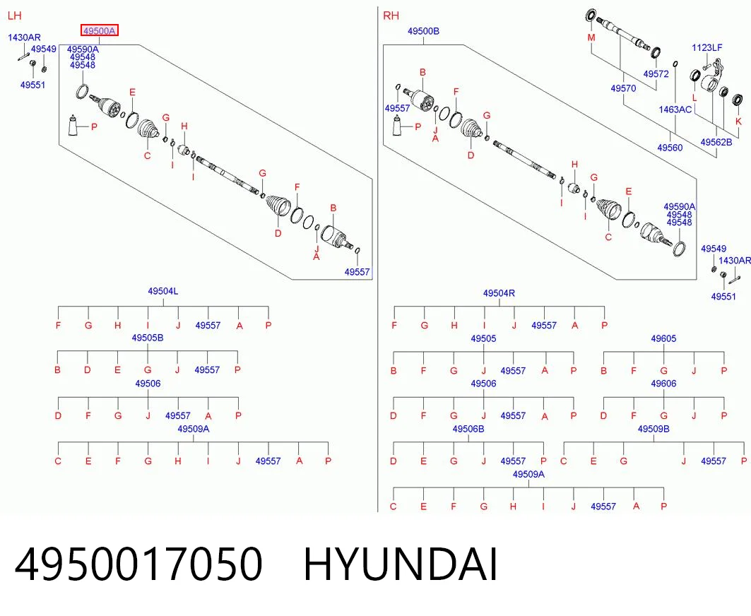 Полуось передняя левая на Hyundai Matrix  FC