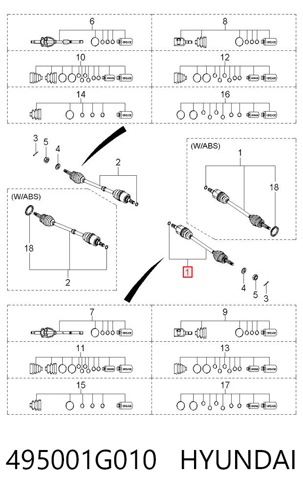 495001G010 Hyundai/Kia Полуось передняя левая