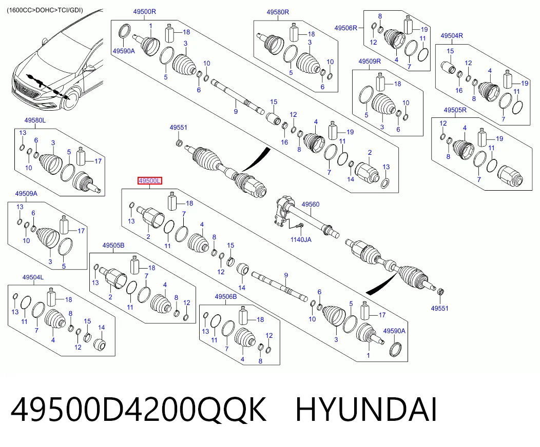 Купить NCV75078 GSP Привод в сборе левый