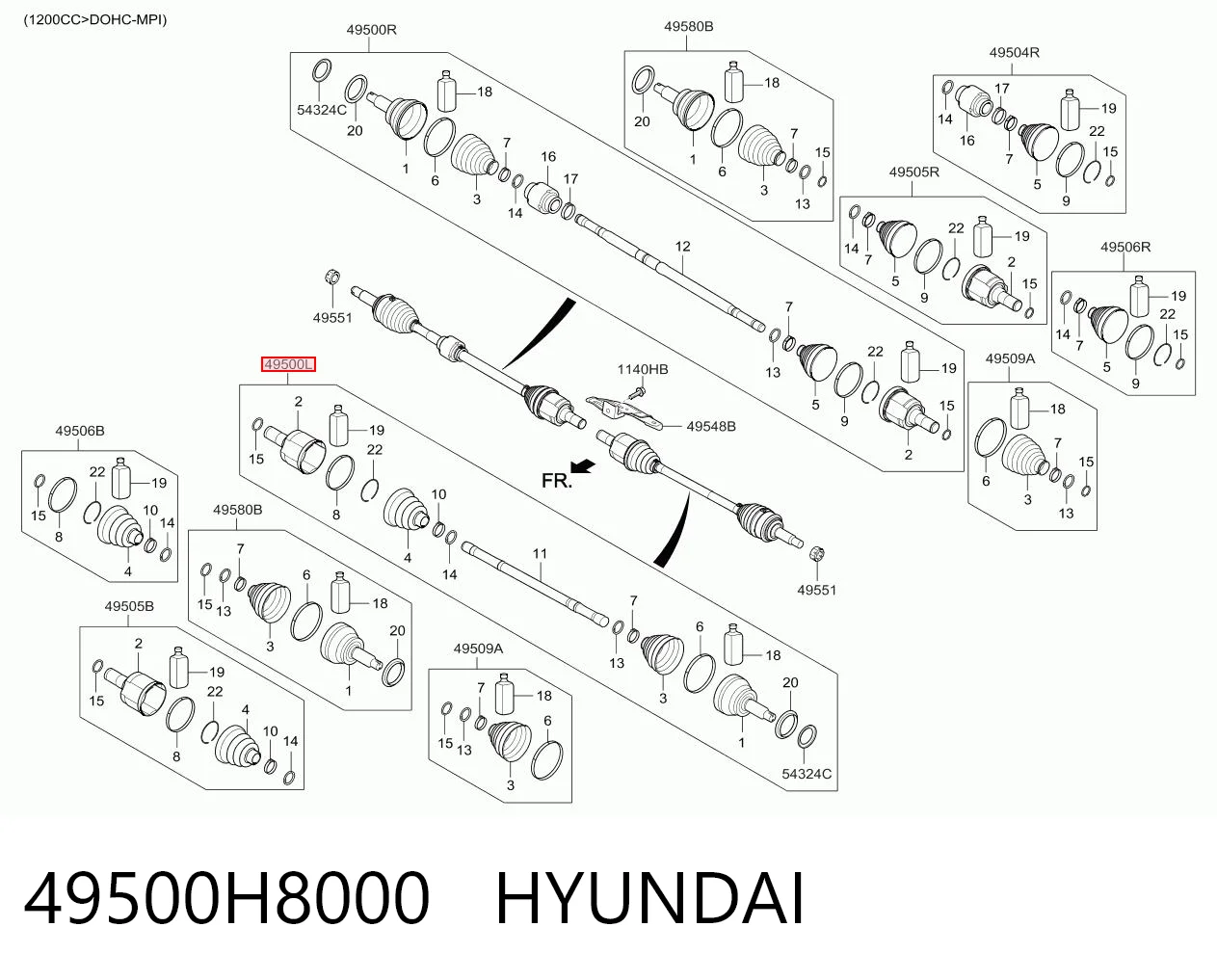477787 Hart Полуось передняя левая