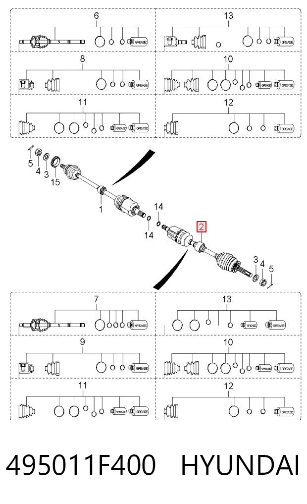 495011F400 Hyundai/Kia Полуось передняя левая