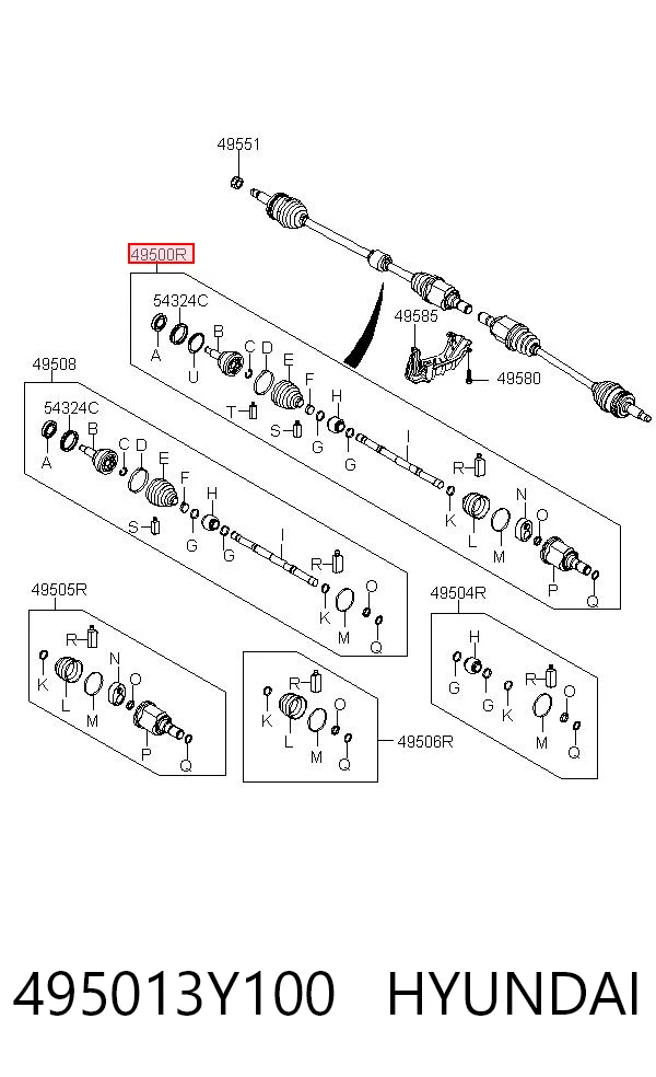 HY0231 DAC Полуось передняя, правая