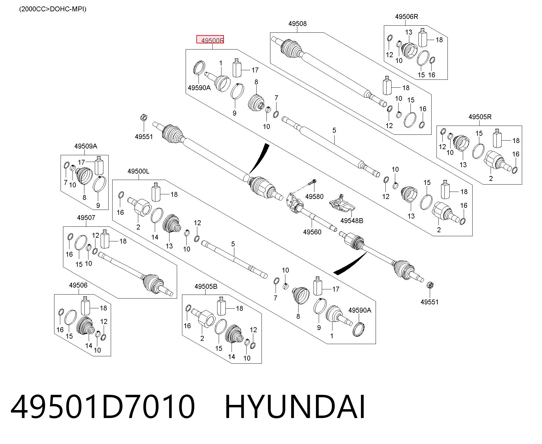 ШРУС внутренний правый 49501D7010 Market (OEM)